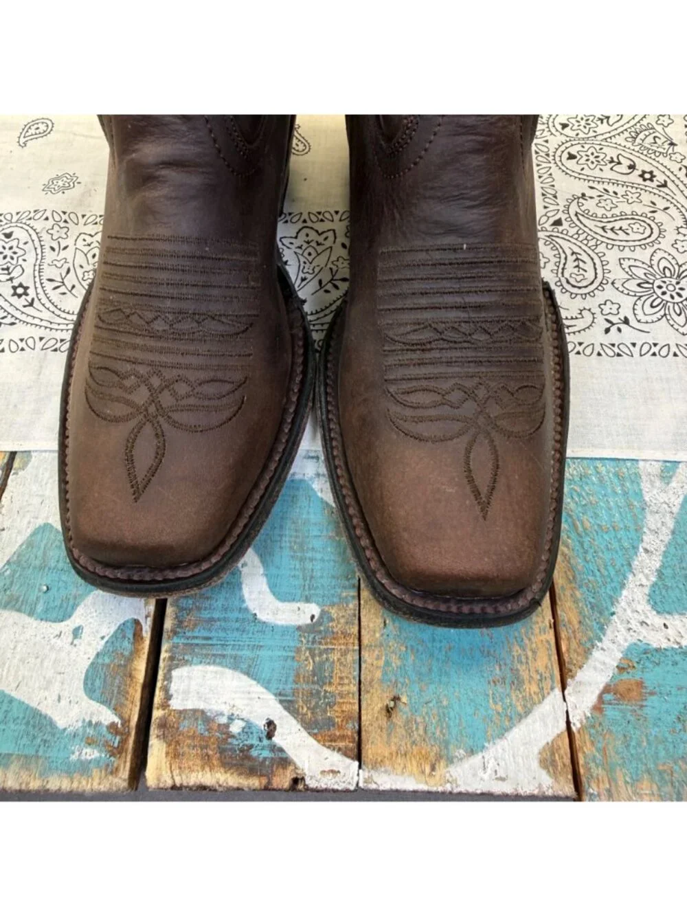 Pluma De Oro Square Toe Kids Sz 3 Handmade Cowboy Boots Leather Stitched/Mexico